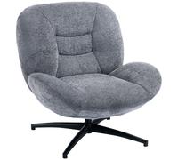 HOMCOM Fauteuil de salon pivotant, fauteuil lounge à large assise, accoudoir intégré, aspect chenille, gris foncé