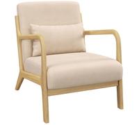 HOMCOM - Fauteuil de salon - velours (100 % polyester) - 61x78x76cm - Beige