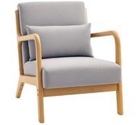 HOMCOM - Fauteuil de salon - velours givré (100 % polyester) - 61x78x76cm - Gris