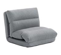 HOMCOM Fauteuil de sol canapé paresseux fauteuil convertible en lit inclinable 90° à 180° tissu - 70l x 41P x 56H cm - gris