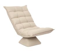 HOMCOM Fauteuil de sol paresseux fauteuil relax fauteuil salon design capitonné inclinaison dossier réglable pivotant 360° revêtement lin beige