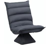 HOMCOM Fauteuil de sol paresseux pivotant 360° avec dossier inclinable design capitonné 62 x 62 x 95 cm gris foncé