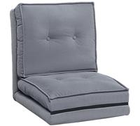 HOMCOM Fauteuil de sol pliable en velours côtelé, matelas de sol avec dossier réglable en 5 positions, 59 x 230 x 15 cm, gris