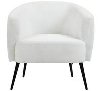 HOMCOM Fauteuil design en tissu effet laine bou avec accoudoirs pieds métal noir pour chambre salon 72 x 73 x 73 cm blanc