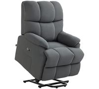 HOMCOM Fauteuil électrique inclinable à 150°, fauteuil de relaxation électrique en velours avec connecteur USB, moteur, télécommande, repose-pieds et poches latérales pour personnes âgées, gris foncé