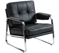 HOMCOM Fauteuil en cuir PU, fauteuil d'appoint à assise large, mousse haute densité, rembourrage épais, montage facile, noir