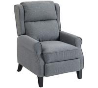 HOMCOM Fauteuil inclinable 132° max en tissu effet lin avec repose-pieds, 74x84x102 cm, Gris