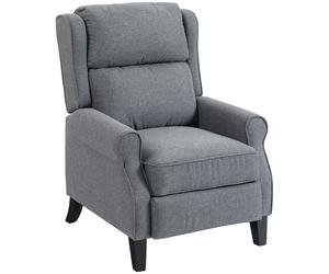 HOMCOM Fauteuil inclinable 132° max en tissu effet lin avec repose-pieds, 74x84x102 cm, Gris