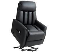 HOMCOM Fauteuil inclinable à Assistance électrique, Noir | Fauteuil TV avec repose-pieds, poche latérale, télécommande, pour salon, jusqu'à 150 kg, similicuir