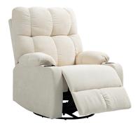 HOMCOM Fauteuil inclinable avec repose-pieds, chaise longue, pivotante, jusqu'à 150 kg, cadre en acier, 88x96x108cm, Beige
