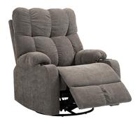 HOMCOM Fauteuil inclinable avec repose-pieds, fauteuil inclinable, pivotant, jusqu'à 150 kg, cadre en acier, 88x96x108cm, Marron Clair