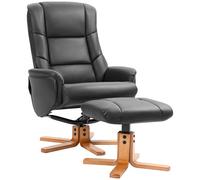 HOMCOM Fauteuil inclinable avec repose-pieds, fonction inclinable, revêtement en similicuir, jusqu'à 150 kg, 71 x 84 x 102 cm, Noir