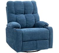 HOMCOM Fauteuil inclinable, Dossier réglable, Bleu foncé | Chaise TV, inclinable, fauteuil, repose-pieds, relax, aspect lin, salon, chambre