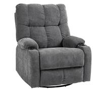 HOMCOM Fauteuil inclinable, dossier réglable, gris foncé | Chaise TV, inclinable, fauteuil, repose-pieds, relax, aspect lin, salon, chambre