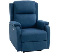 HOMCOM Fauteuil Inclinable Électrique avec Repose-pieds en Tissu Effet Lin, 79x90x106 cm, Gris Foncé
