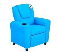 HOMCOM Fauteuil inclinable Enfant Cuir PU Repose-Pieds Bleu
