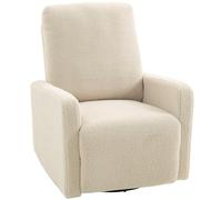HOMCOM Fauteuil Inclinable Fauteuil de Relaxation Tissu Bouclette Beige | avec Repose-Pieds, Pivotant à 360° et Basculant, Siège Dossier et Accoudoirs rembourré, pour Salon Bureau Home Cinéma