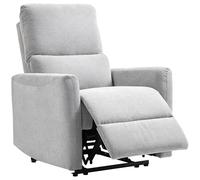 HOMCOM Fauteuil inclinable, Fauteuil Relax Manuel, avec Dossier et Repose-Pieds réglables, Assise rembourré, Tissu en Lin, pour Chambre à Coucher, Salon et Home cinéma, Gris Clair