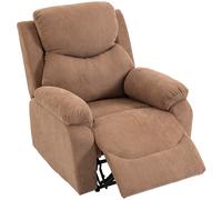 HOMCOM Fauteuil Inclinable Manuel en Tissu Effet Lin avec Repose-pieds et Accoudoirs Rembourrés, Marron Foncé