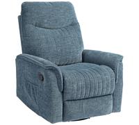 HOMCOM Fauteuil inclinable manuel pivotant avec repose-pieds rétractable, dossier réglable, bleu