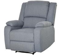 HOMCOM Fauteuil inclinable manuel relaxant, aspect lin, fauteuil TV avec poignée latérale, repose-pieds, jusqu'à 150 kg, pour salon, gris clair