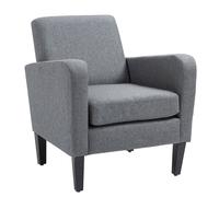 HOMCOM Fauteuil individuel, Fauteuil relax, Fauteuil rembourré avec pieds en bois, Tissu aspect lin, 66 x 72 x 74 cm, Gris clair