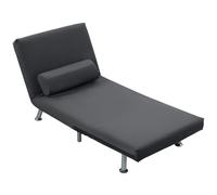 HOMCOM Fauteuil-Lit 3 en 1 avec Dossier Réglable et Coussin en Tissu Effet Velours, Gris Foncé