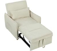 HOMCOM Fauteuil-lit 3 en 1 Fauteuil convertible avec fonction lit, coussin lombaire, pour salon Crème
