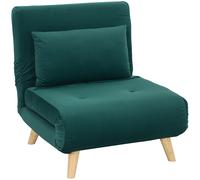 HOMCOM Fauteuil-lit 3-en-1, fauteuil pliant avec fonction lit, dossier Click-Clack réglable, Vert foncé