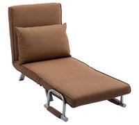 HOMCOM Fauteuil Lit Individuel 2 en 1 Fauteuil Convertible avec Dossier Réglable et Coussin pour Salon Chambre 65x69x80 cm Marron