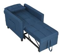 HOMCOM Fauteuil-lit pliable avec dossier réglable et coussin, Bleu