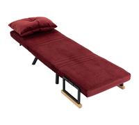 HOMCOM Fauteuil-lit rembourré 3 en 1 avec dossier inclinable en 5 positions et coussin, 63x73x81 cm, Rouge vin