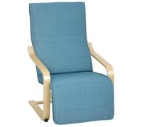 HOMCOM Fauteuil Lounge avec Repose-Pieds Réglable 66.5x94x100 cm Bleu | Fauteuil relax en simili lin sur cadre en bois, pour salon, chambre, bureau