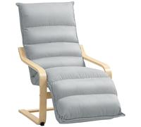 HOMCOM Fauteuil lounge avec repose-pieds réglable, aspect velours, pour salon, fauteuil de relaxation, fauteuil de lecture, gris clair