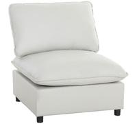 HOMCOM Fauteuil Lounge Modulaire en Cuir Synthétique Rembourré 74 cm Gris | Siège large et profond, fauteuil de relaxation moderne, petits espaces, salon, chambre