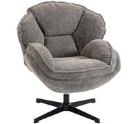 HOMCOM Fauteuil lounge pivotant avec aspect velours, pieds en métal, fauteuil de relaxation confortable pour salon, chambre à coucher, gris