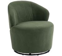 HOMCOM Fauteuil Lounge pivotant, Large Assise, Velours côtelé, Vert | Fauteuil moderne rembourré, dossier incurvé, rembourrage épais, inclinable, pour salon et chambre.