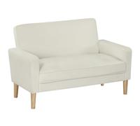 HOMCOM Fauteuil Lounge rembourré en Velours 130 cm Blanc crème | Petit canapé, accoudoir, chaise moderne rembourrée capitonnée, pour petit espace, chambre, salon