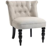 HOMCOM Fauteuil Lounge Vintage inclinable avec Pieds en Bois Beige | Chaise de lecture aspect lin pour salon et fauteuil rembourré pour chambre