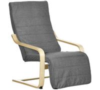 HOMCOM Fauteuil Luxe Confort et Relaxation avec Repose-Pied réglable déhoussable 94 x 66,5 x 100 cm cm Bois Massif Gris Aosom France