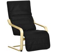 HOMCOM Fauteuil Luxe Confort et Relaxation avec Repose-Pied réglable déhoussable 94 x 66,5 x 100 cm cm Bois Massif Noir