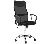 HOMCOM Fauteuil Manager Ergonomique Dossier Respirant Assise Réglable Pivotant Noir Aosom France