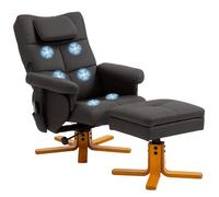 HOMCOM Fauteuil massant avec Repose-Pied Fauteuil Relax Salon - Dossier inclinable jusqu'à 135°, Coffre de Rangement, appuie-tête et télécommande - revêtement synthétique Marron