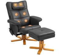 HOMCOM Fauteuil massant avec Repose-Pied Fauteuil Relax Salon - Dossier inclinable jusqu'à 135°, Coffre de Rangement, appuie-tête et télécommande - revêtement synthétique Noir