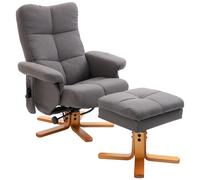 HOMCOM Fauteuil massant électrique avec repose-pieds, espace de rangement, fonction de couchage, poche latérale, télécommande, Polyester, Gris foncé
