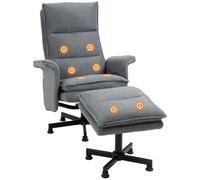 HOMCOM Fauteuil Massant Électrique Relaxant 78 x 93 x 99 cm Gris | Repose-Pieds, Télécommande, 8 Zones de Massage, Tissu Imitation Lin