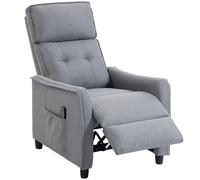 HOMCOM Fauteuil Massant Reclinable Manuel en Tissu Effet Lin avec Télécommande, Gris clair
