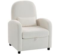 HOMCOM Fauteuil Moderne avec Espace Contenant Escamotable et Coussin, Revêtement en tissu Teddy, 76x77x95 cm, Crème