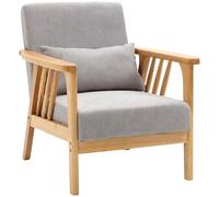 HOMCOM Fauteuil Moderne avec Revêtement Velours et Structure en Bois, 68x75x78cm, Gris