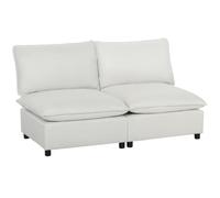 HOMCOM Fauteuil Modulaire en Cuir Synthétique Rembourré 146 cm Gris | Siège large et profond, fauteuil de relaxation moderne, petits espaces, salon, chambre